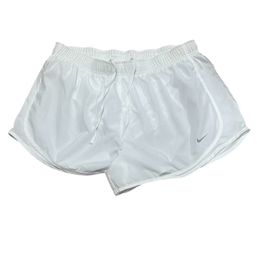 Nike Dri-FIT Tempo Womens Running Shorts White Size XL Drawstring Swoosh
